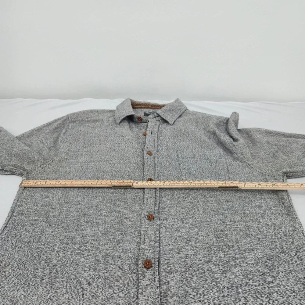 Earthbound Trading Co Button Down Shirt Mens L Gray Long Sleeve Tribal Trim